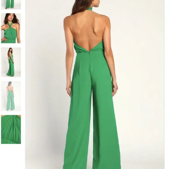 Lulus Epitome of Elegant Knotted Halter Wide-Leg Jumpsuit - Picture 2 of 15